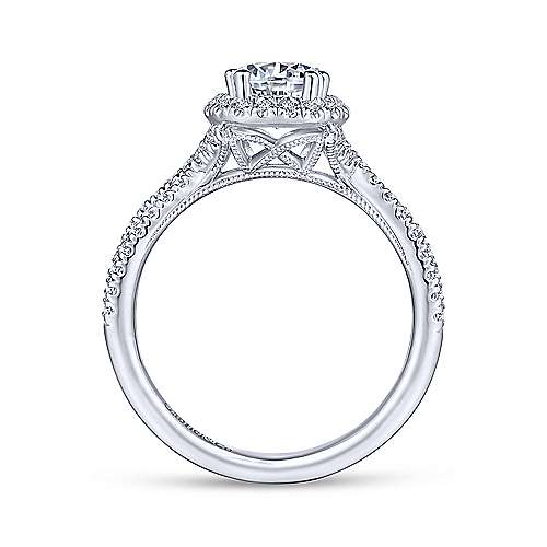 Mounting Only, 14K White Gold Pear Shape Halo Diamond Engagement Ring ...