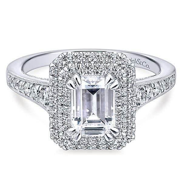 Mounting Only, Emerald Cut Halo Diamond Engagement Ring – Goldsmith ...